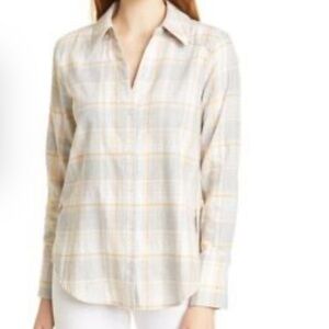 Plaid V-Neck Tunic Blouse | Soft Casual Collared Shirt